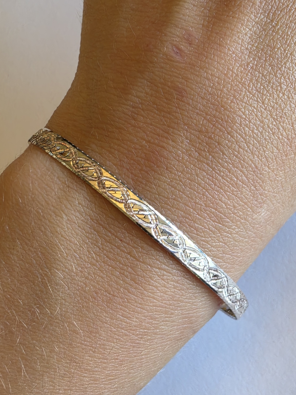 Classic Silver 925 Herringbone Bracelet MILOR ITALY - 7.5" Women
